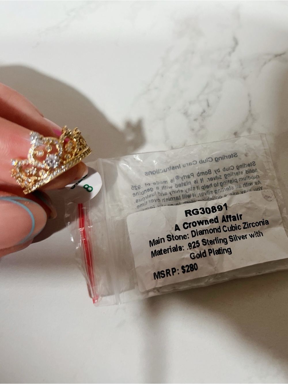 Bomb Party BP Vermeil Gold Collection Crown Ring size 8